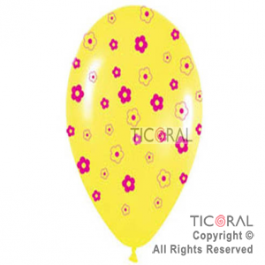 GLOBO S R12 INF FASHION MARGARITAS AMARILLO x 10